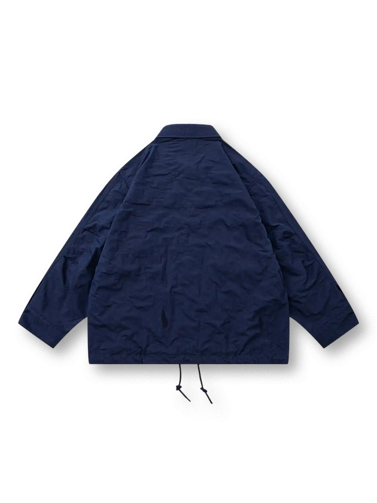 襟付きボタンフロントのコーチジャケット、裾にドローコード付き