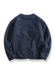 ノーカラー デニムジャケット