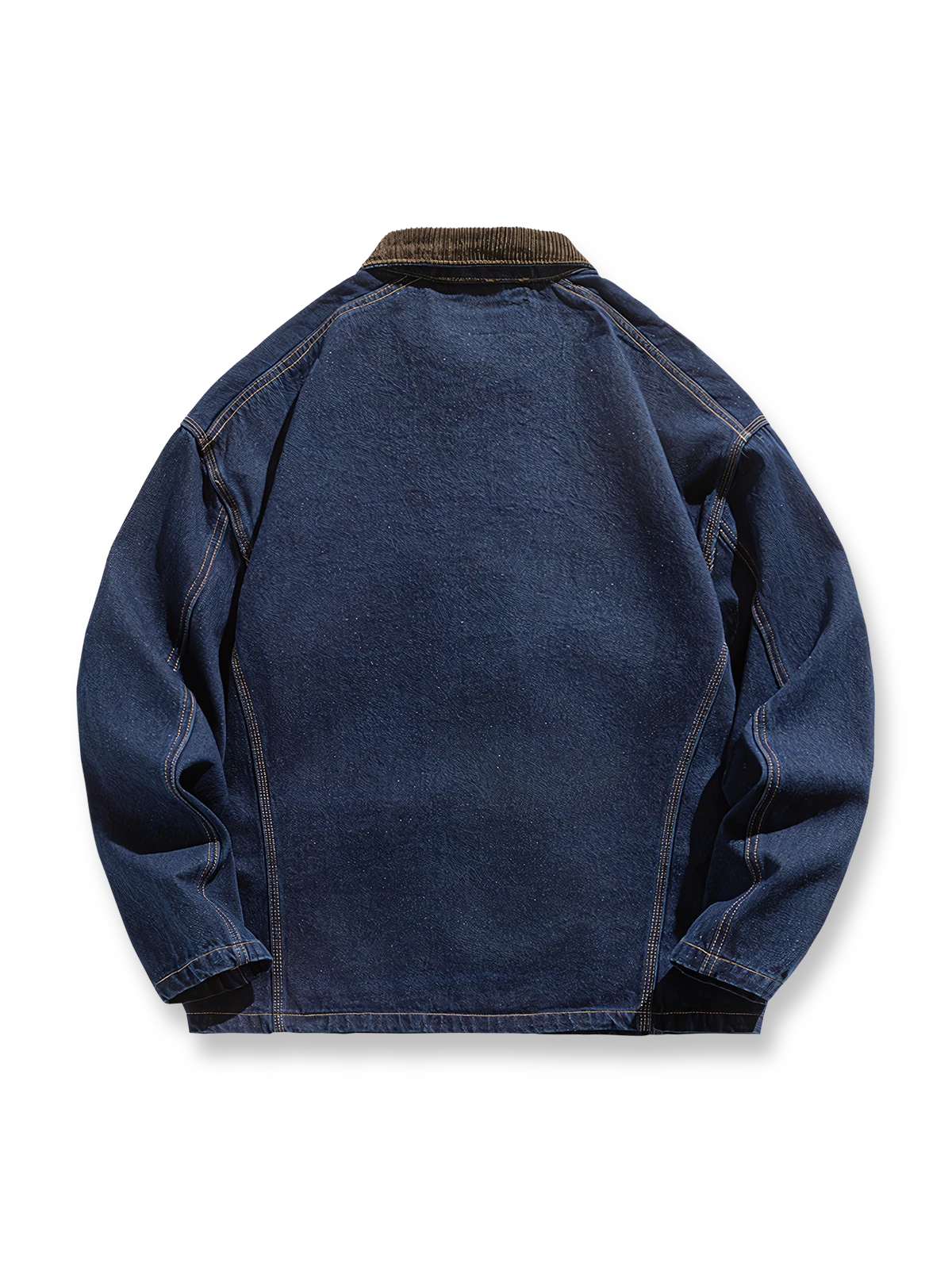 製品画像
「ヴィンテージウォッシュ仕上げのオープンカラー ワークデニムジャケット全体の展示図。コーデュロイ襟とデニム素材のコントラストが質感を高め、クラシックなワークウェアスタイルを演出。」
詳細画像
「胸元のフラップポケットとサイドジッパーポケットのディテール特写。実用的な収納スペースを提供し、便利さと機能性を兼ね備えています。」