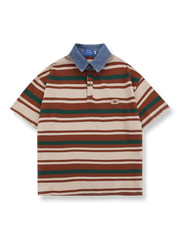 ストライプ デニムカラー ポロシャツ