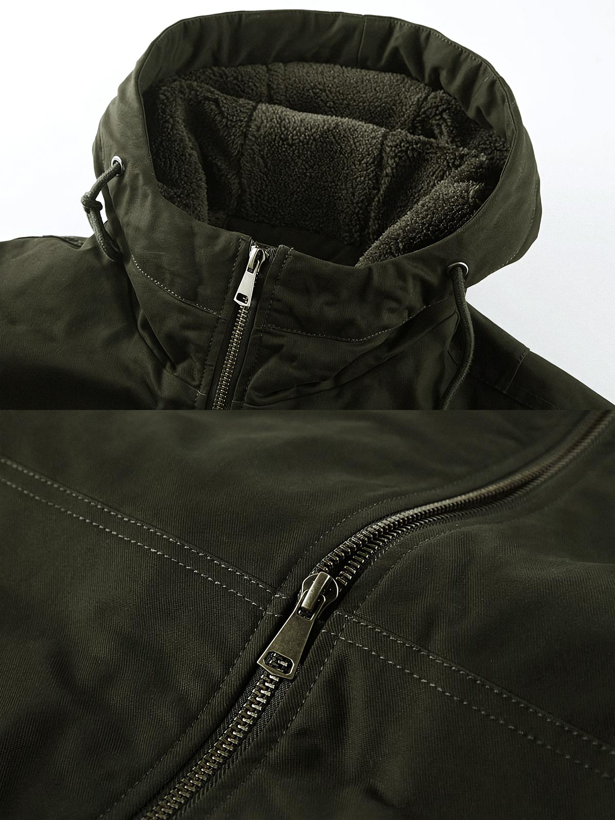 製品画像
「M-65戦闘服デザインをリバイバルしたウール裏地厚手フード付きジャケットの全体画像。フード付きと多ポケット仕様が特徴の冬用アウター。」
詳細画像
「大容量ポケットと防風キャンバス生地の外層、保温性に優れたウール裏地のディテールをクローズアップした画像。」