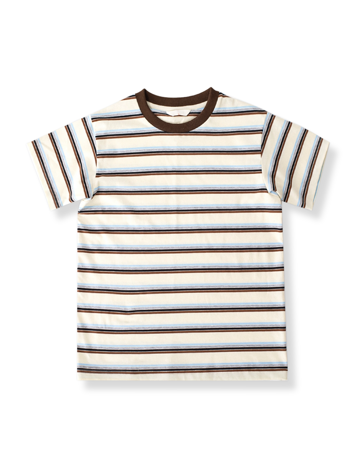 PESSOA CLUBのアメリカンレトロカラーブロックストライプTシャツ全体像