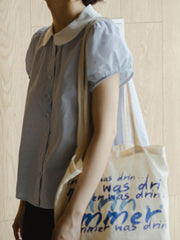 レトロ カラードットコットン ピーターパンカラー ショートスリーブシャツ