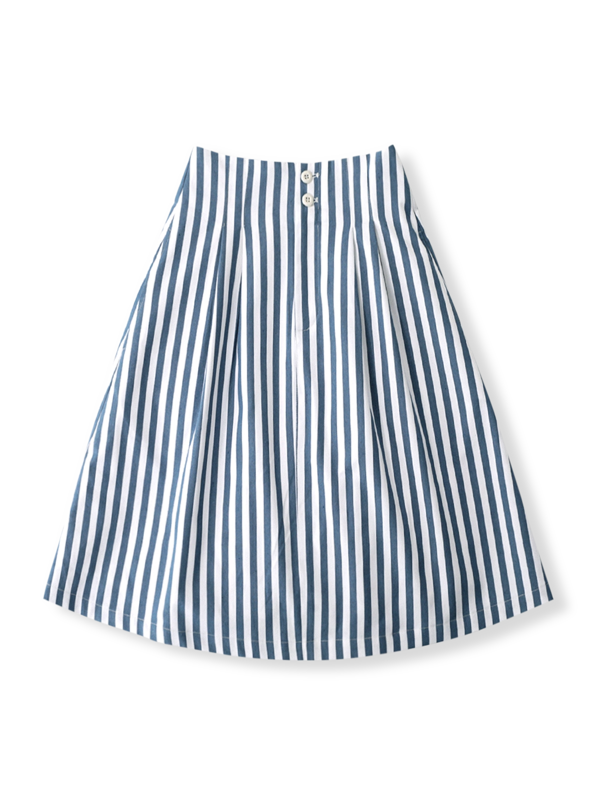 PESSOA CLUB マリンスタイル ブルー&ホワイトストライプハイウエストスカート全体像
