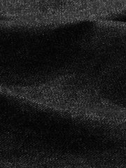 ハイウエストデニムショートパンツのディテールとデニム生地のクローズアップ