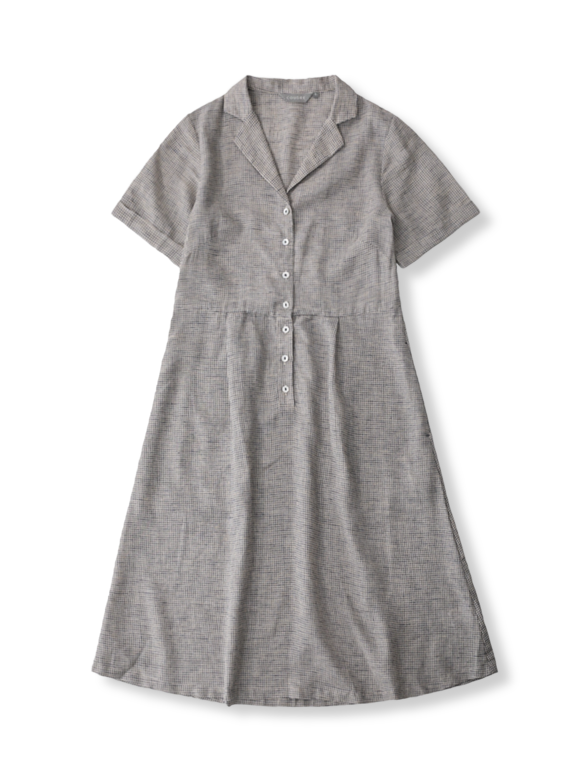 フレンチレトロスタイル リネン チェック柄 ジャケットカラー ドレス全体像