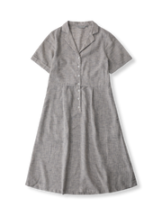 フレンチレトロスタイル リネン チェック柄 ジャケットカラー ドレス全体像