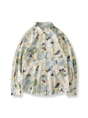 フレンチヒッピー植物花柄プリント長袖シャツ全体像。