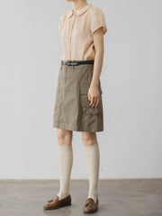 ピーターパンカラー リネン半袖シャツ