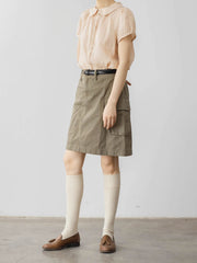 ピーターパンカラー リネン半袖シャツ