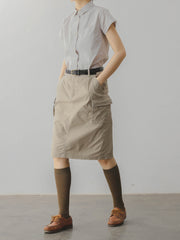 細格子柄コットンシャツ