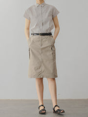 細格子柄コットンシャツ