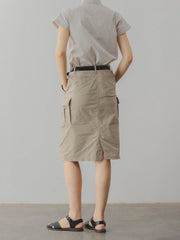 カーキ マルチポケット カーゴスカート