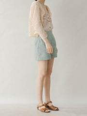 レトロ レース サンケア 長袖ブラウス