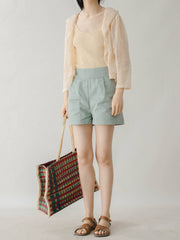 レトロ レース サンケア 長袖ブラウス