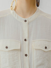 レトロ スタンドカラー ドレープ ワンピース