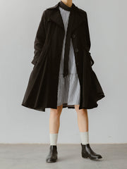 ペタルスタンドカラー ブラック&ホワイト ストライプ ローウエスト マーメイドワンピース