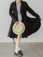 ペタルスタンドカラー ブラック&ホワイト ストライプ ローウエスト マーメイドワンピース