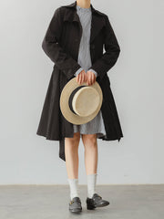 ペタルスタンドカラー ブラック&ホワイト ストライプ ローウエスト マーメイドワンピース