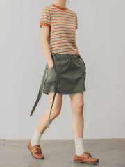 レトロ コントラストカラー ストライプ Tシャツ