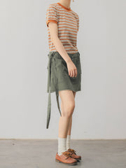 レトロ コントラストカラー ストライプ Tシャツ