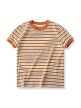製品画像: アメリカンレトロなコントラストカラー ストライプ Tシャツ全体画像
