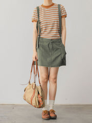 レトロ コントラストカラー ストライプ Tシャツ