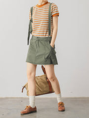 レトロ コントラストカラー ストライプ Tシャツ