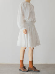 ヴィクトリアンレース飾りネック ライトホワイト ブラウス