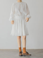 ヴィクトリアンレース飾りネック ライトホワイト ブラウス