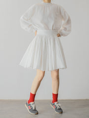 ヴィクトリアンレース飾りネック ライトホワイト ブラウス