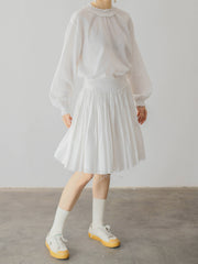 ヴィクトリアンレース飾りネック ライトホワイト ブラウス