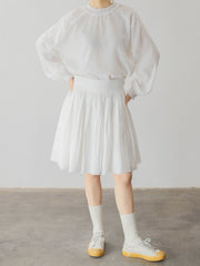 ヴィクトリアンレース飾りネック ライトホワイト ブラウス