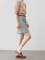 ミントグリーン ハイウエスト ワークスカート