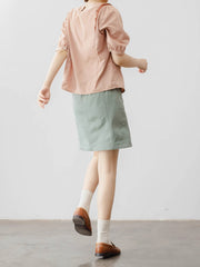 ミントグリーン ハイウエスト ワークスカート