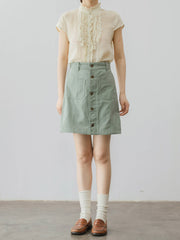 ミントグリーン ハイウエスト ワークスカート