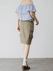 ミントグリーン ハイウエスト ワークスカート