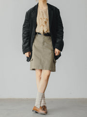 ミントグリーン ハイウエスト ワークスカート