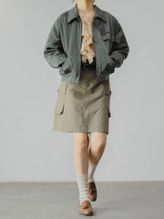 ミントグリーン ハイウエスト ワークスカート