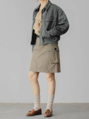 ミントグリーン ハイウエスト ワークスカート