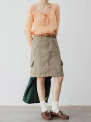 ミントグリーン ハイウエスト ワークスカート