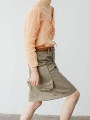 ミントグリーン ハイウエスト ワークスカート