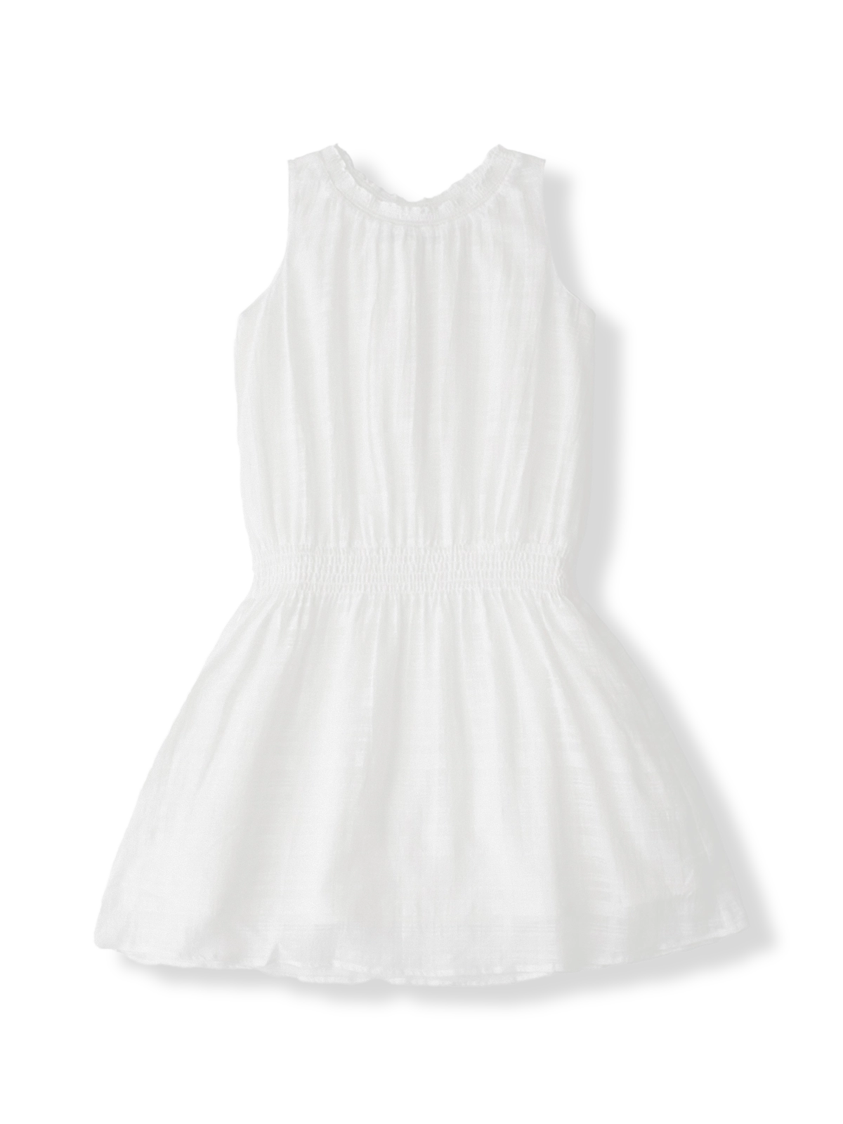 製品画像: フレンチレトロなシャーリングホワイトコットンタンクドレス全体画像