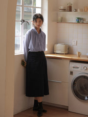 フリルネックランタンスリーブシャツ