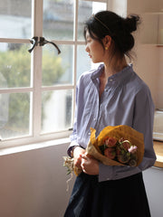 フリルネックランタンスリーブシャツ