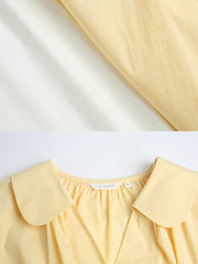 ピーターパンカラー Vネックランタンスリーブシャツ