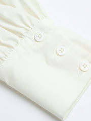 ピーターパンカラー Vネックランタンスリーブシャツ