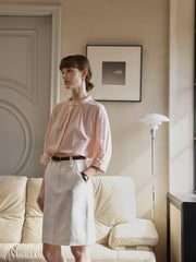 ホワイト ジャカード ハイウエストAラインスカート