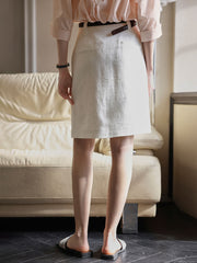 ホワイト ジャカード ハイウエストAラインスカート