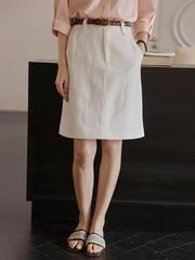 ホワイト ジャカード ハイウエストAラインスカート